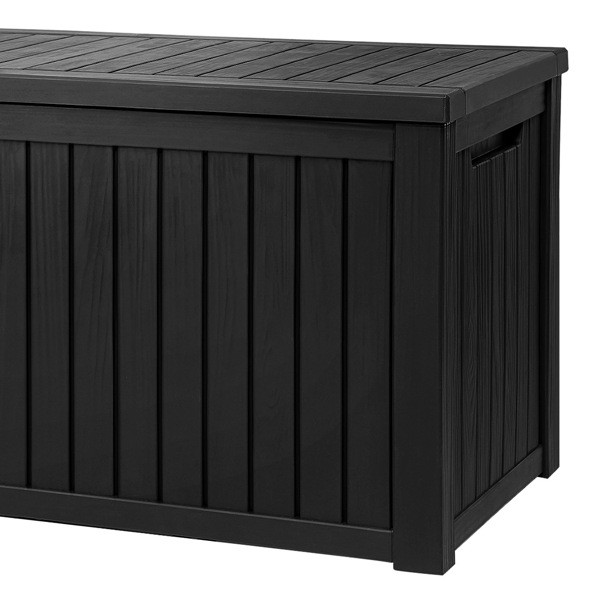 Dextrus 220 Gallon Extra-Large Resin Deck Box, Black Waterproof Storage Container, Lockable Deck Box with Removable Divider for Garden Tools, Pool Accessories & Outdoor Furniture Essentials