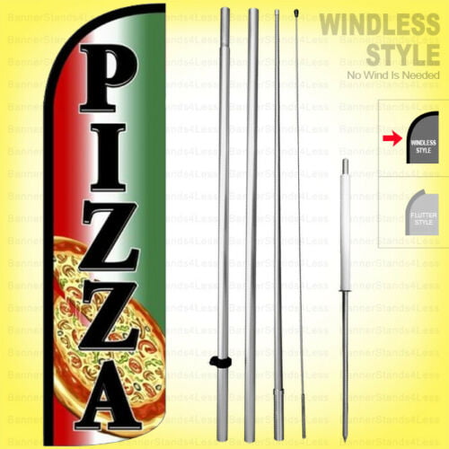 Windless Standard Size Polyester Swooper Flag Sign Banner Pizza Yellow 