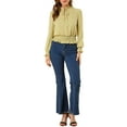 thumbnail image 3 of INSPIRE CHIC Women's Floral Print V Neck Lantern Sleeve Casual Blouse XS Yellow, 3 of 9