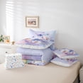 thumbnail image 5 of Manfei Groovy Daisy Floral Bedding Comforter Set 7pcs, Plum Watercolor Artwork King Bedding Sets, Dreamy Butterfly Animal Reversible Bed Sheets, Lightweight Room Decor, 5 of 7