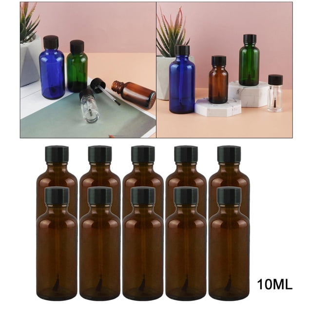 , Plástico para de Uñas, 10 Mililitros, Envases de de Uñas, Frascos Recargables con Tapas de Cepillo - Marrón 10ml Baoblaze Envases de esmalte de uñas