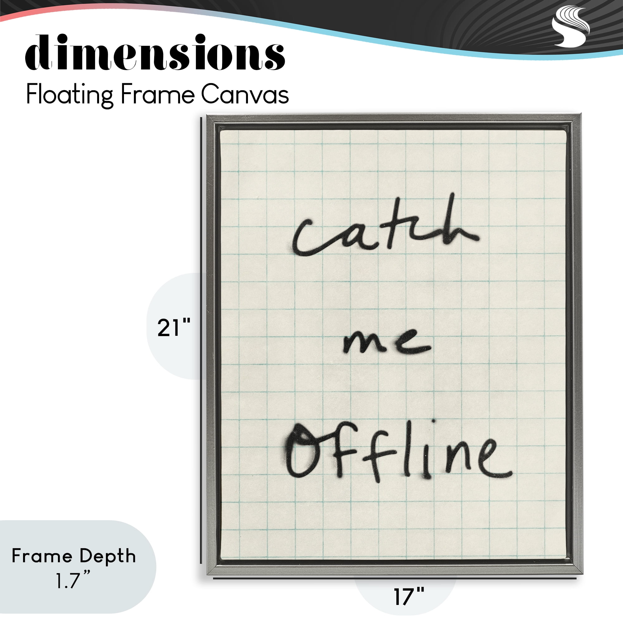 Stupell Industries Catch Me Offline Scrawl Gray Framed Floater Canvas Wall Art, design by Victoria Barnes