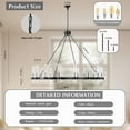 thumbnail image 2 of 16-Light Black Wagon Wheel Chandelier,45" Round Farmhouse Chandeliers with Glass Shade, Industrial High Ceilings Pendant Lighting Fixture Dining Room Living Room Foyer, 2 of 7