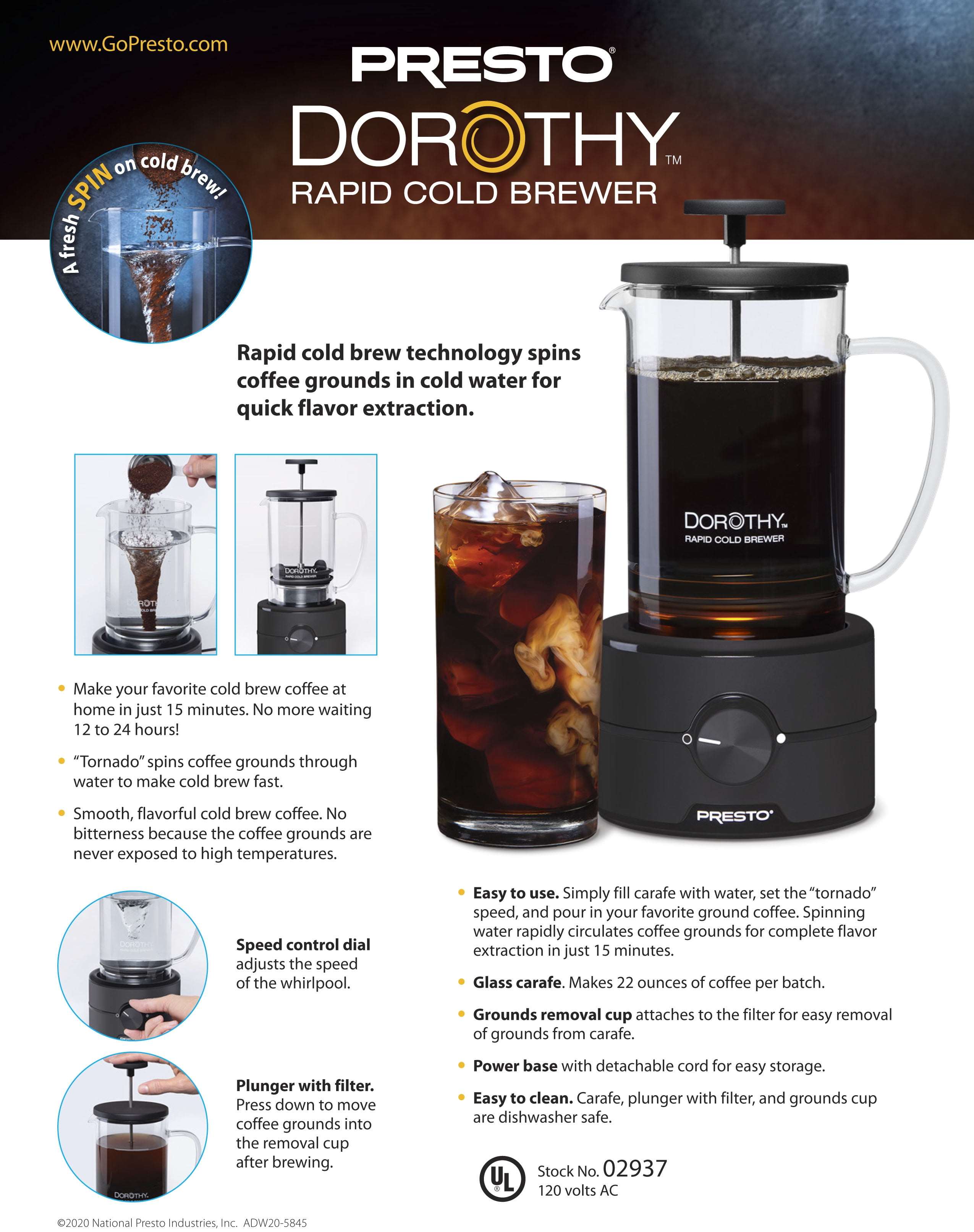 Laekerrt Wireless Electric Instant Cold Brew Coffee Maker 15 mins Tea  Diffuser