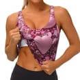 thumbnail image 3 of Balery Pink Glitter Heart Candy Sujetadores deportivos con espalda cruzada para mujer, acolchados, sin costuras, de alto impacto, ideales para yoga, gimnasio, entrenamiento y fitness.-Small, 3 of 8