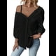 thumbnail image 2 of Blusa Asimétrica con Hombros Descubiertos y Larga Abotonada para Mujer, Color Negro, Talla S, 2 of 6