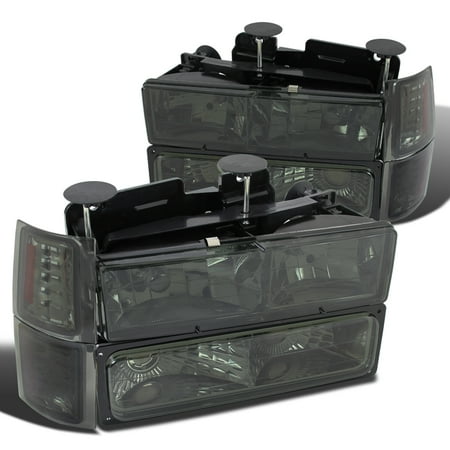 Tahoe Corner Light - Spec-D Tuning For 1994-1998 Chevy C/K C10 Silverado Tahoe Suburban Smoked Headlights Corner Bumper Lamps 8Pc 1994 1995 1996 1997 1998 (Left+Right)
