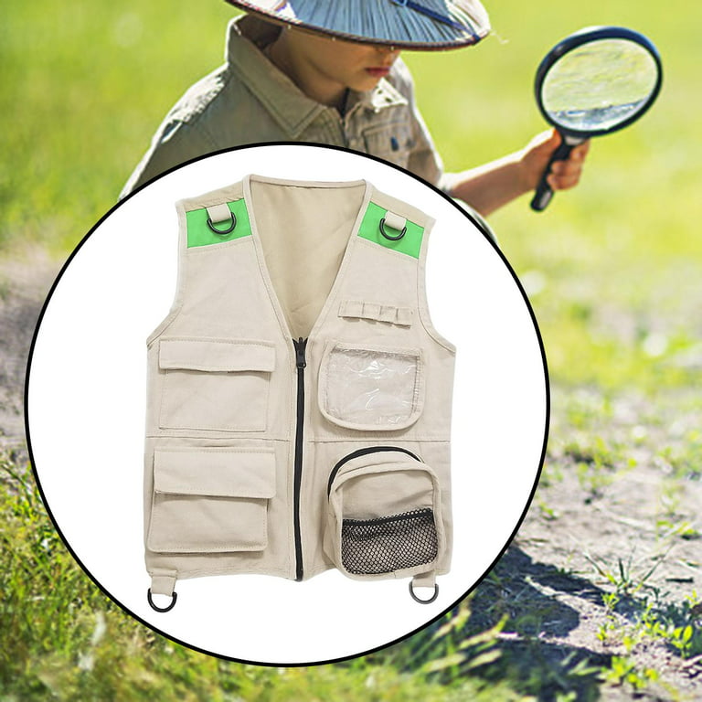 Kids Costume Vest Adventure Costumes Dress Up Kids Explorer Costume Vest  for Exploration Birthday Gift Fishing Ages 3-7 Year Olds for 140cm Tall