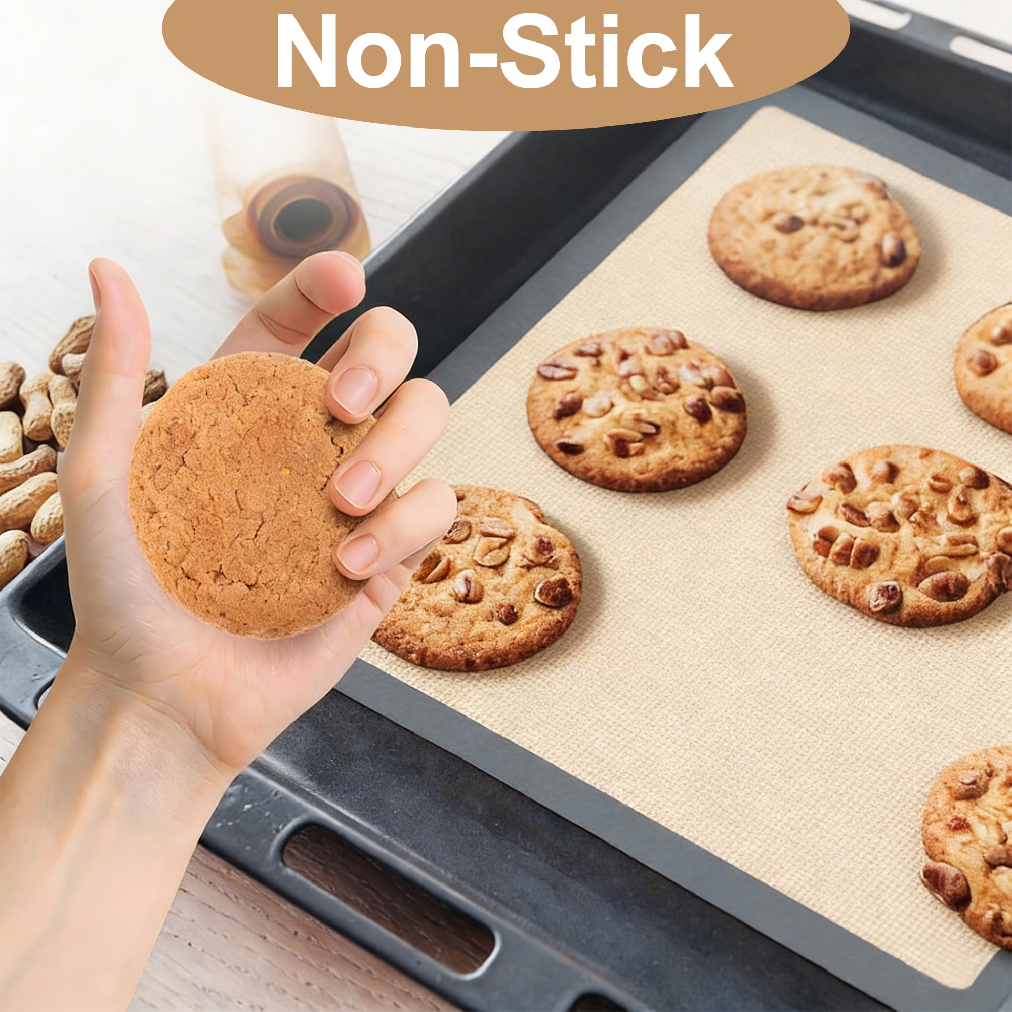 5pcs Non Stick Silicone Baking Mats, Reusable Silicone Baking Mat, Heat Resistant Baking Mat for Baking Cookies Pastries