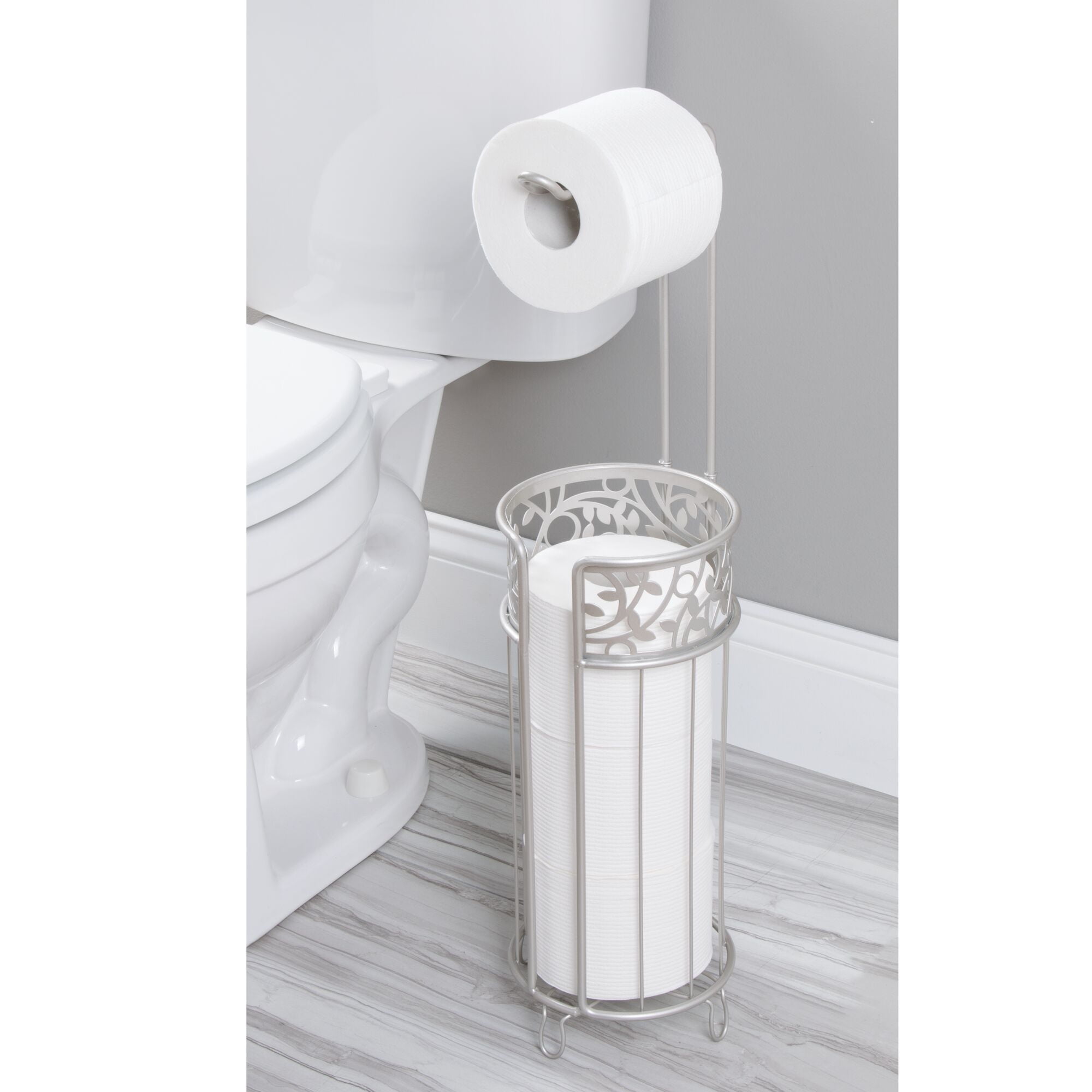 Holds 4 Rolls Details about   mDesign Metal Toilet Paper Stand Holder/Dispenser Satin
