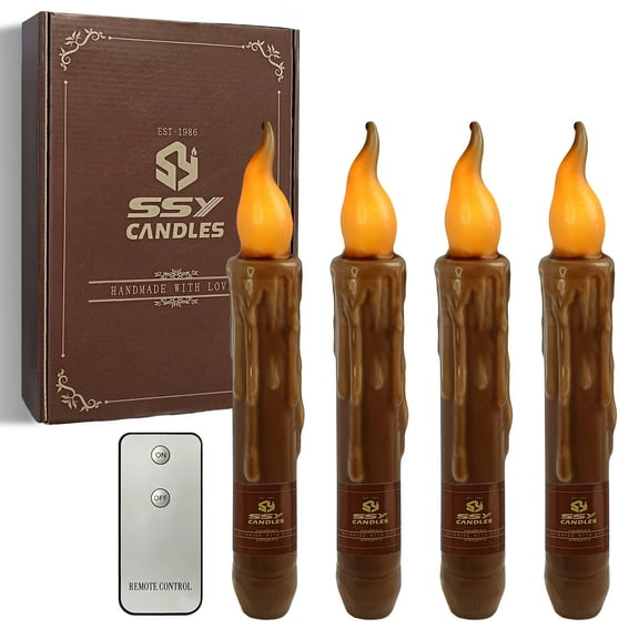 Flameless Candle Taper Candlesticks,4pcs Real Wax LED Tapered Dipped Candles 6 INCH Battery Powered Chandelier Remote Candle Sticks for Weddings Vigil Harry Potter