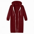 thumbnail image 4 of Towmus Women Full Zip Up Hoodie Oversized Long Tunic Sweatshirts Casual Fleece Hooded Jacket Fashion Winter Coats Outerwear with Pockets, 4 of 8