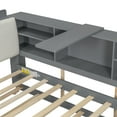 thumbnail image 5 of Twin Size Daybed with Trundle and Bookcase, Wood L-Shaped Corner Daybed with Hidden Storage Headboard, Twin Platform Bed Frame with Movable Shelves for Boys Girls, Gray, 5 of 7