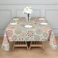 thumbnail image 3 of Multicolor Ethnic Floral Pattern Square Tablecloth,Waterproof Square Table Cover,Wipeable Spillproof Washable Table Cover for Home Kitchen Party Decor 52"x52"(132x132cm), 3 of 6