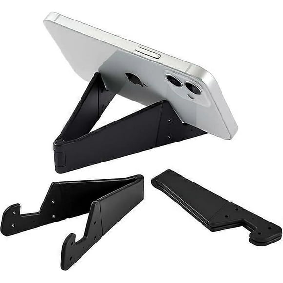 3 Pack Portable Cell Phone Stand for Desk, Universal Pocket-Sized Foldable Small Mobile Phone Holder, V Smartphone Kickstand Mount -Black11.5*3.2CM