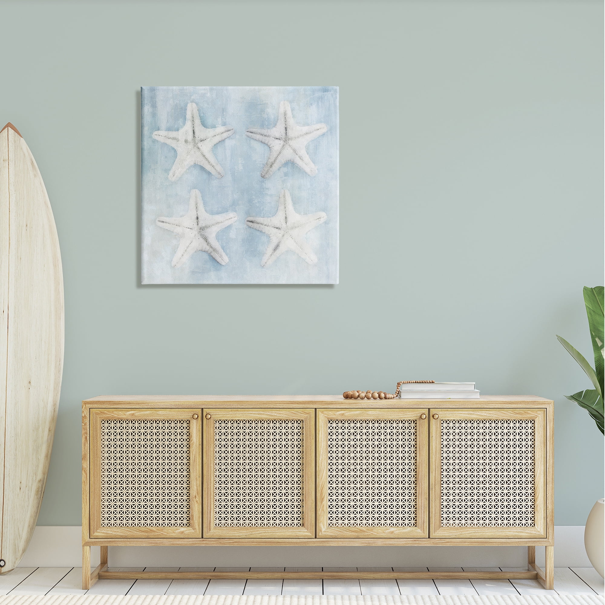 Stupell Aquatic Starfish Soft Blue Coastal Landscape Painting Gallery Wrapped Canvas Print Wall Art
