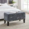 thumbnail image 3 of Linon 40454GLIN01U Stephanie Script Linen Ottoman, 32" W x 16" D x 18" H, Gray/Black, 3 of 12