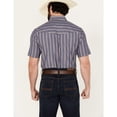 thumbnail image 4 of Ely Walker Men's Dobby Striped Print Short Sleeve Snap Western Shirt Blue X-Large, 4 of 4