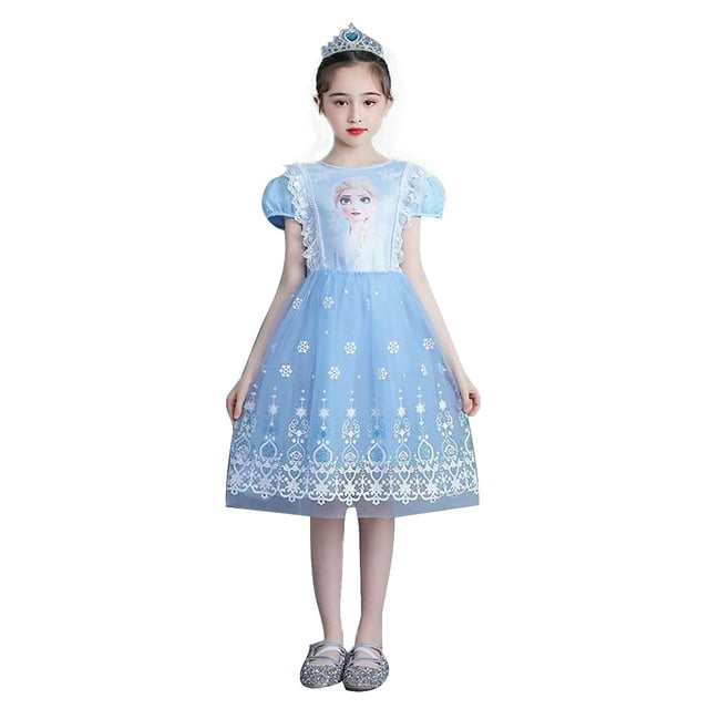 HAWEE Grisl Elsa Princess Robe Reine Costume Cosplay Déguisement avec Accessoires (Cape Non Incluse)