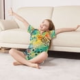 thumbnail image 3 of FORMRS Kids Short Sleeve Top and Pants Pajama Set Unisex Satin 2-Piece Sleepwear, Sizes 11-12Y, Colorful Plants, 3 of 8