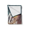 thumbnail image 2 of Palm Tree Soft Flannel Fleece Blanket, Hello Summer Design a Tropic Paradise Beach and the Sunshine Pattern Print, Cozy Plush for Indoor and Outdoor Use, 60" x 80", Blue and Orange, by Ambesonne, 2 of 5