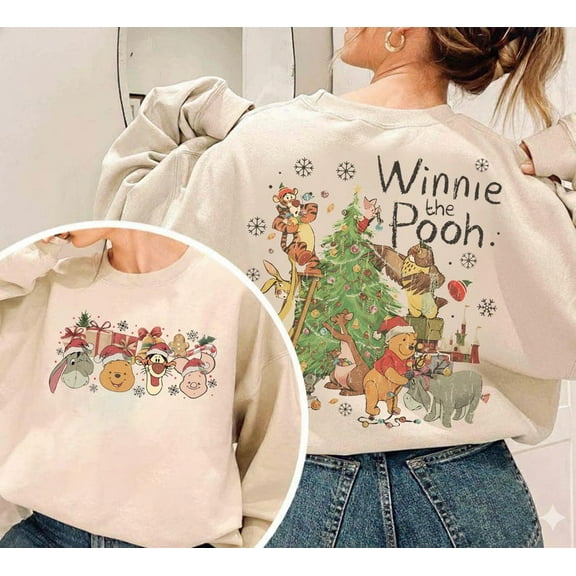 Winnie the Pooh Christmas Tree Sweatshirts, Disneyland Holiday Lights Tee, The Most Wonderful Time Disney Xmas Tee, Disney Cozy Winter Shirt