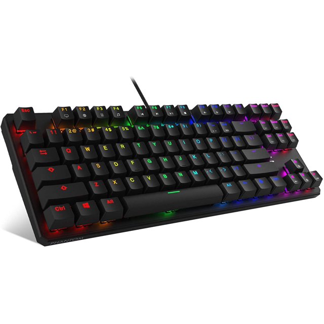 Teclado mecánico Tecware Phantom 87 Key, LED RGB, interruptor azul Outemu Zhivalor HMKY229