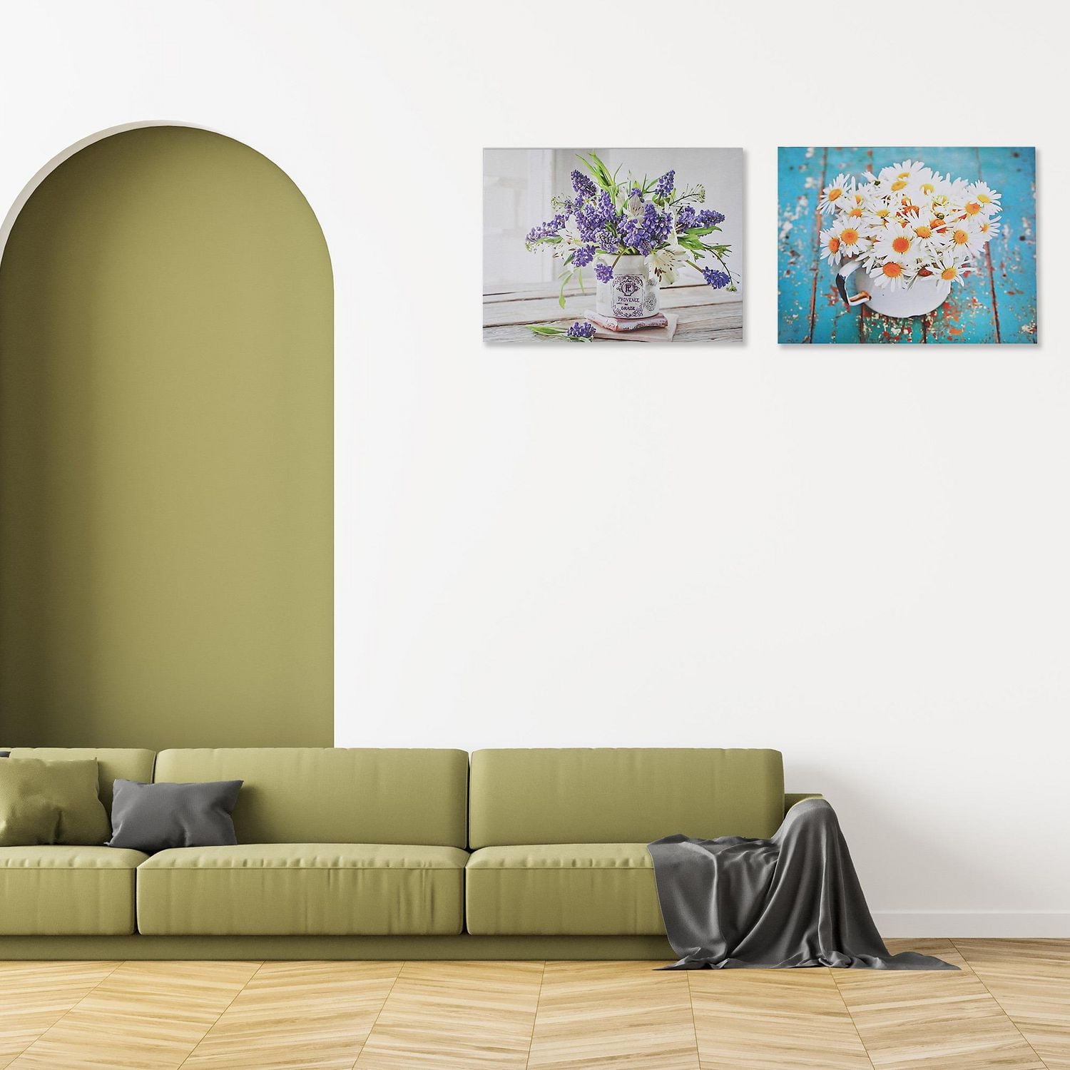 IH Casa Decor Toile Art Mural Bouquet Floral D'Été Asstd - Ensemble De 2