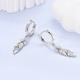 thumbnail image 4 of MULA Mother's day Retro Feather Tassel 925 Sterling Silver Hoop Earrings 5A Zircon for Women Jewelry Gift, 4 of 5