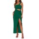 thumbnail image 2 of INSPIRAR CHIC Vestido midi para mujer, un hombro, corte de verano, abertura, dobladillo con abertura, sin mangas, vestido de cóctel, verde oscuro S, 2 of 6