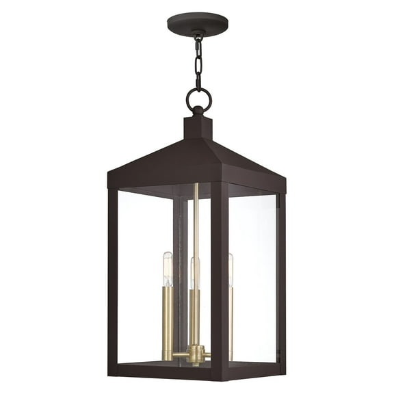 Livex Lighting Nyack 3 Light Outdoor Hanging Lantern in Bronze
