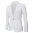 thumbnail image 1 of Hontri Men's Suit Slim Fit , Mens Open Slim Fit One Button Solid Color Suit Jacket White 3Xl, 1 of 3