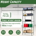 thumbnail image 6 of FDW Adjustable Storage Shelves Metal Storage Shelf for adults(Black, 16.7L×11.8W×47.6H), 6 of 7