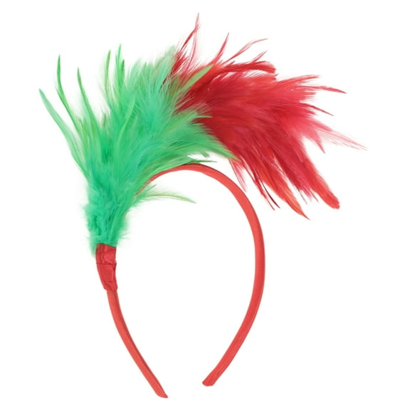 Unique Bargains 1 Pc Headband Christmas Feathers Hair Accessories for Women Red Green