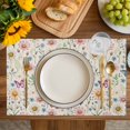 thumbnail image 4 of Pink Spring Floral Placemats Set of 6, Elegant Pastoral Flowers Butterflies Rustic Placemats for Dining Table, Place Mats for Kitchen Tabletop, Waterproof Wipeable Dining Table Mats Set, 4 of 9