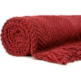 thumbnail image 6 of Chanasya Textured Knitted Super Soft Throw Blanket with Tassels Cozy Plush Lightweight Fluffy Woven Blanket for Bed Sofa Chair Couch Cover Living Bed Room Acrylic Red Throw Blanket (50x65 Inches) Red, 6 of 8