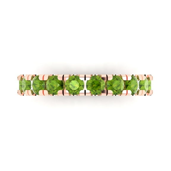 1 ctw Wedding Band for Women - 18K Rose Gold Natural Peridot Stackable Eternity Ring