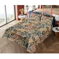 thumbnail image 4 of Ambesonne Tropical Fitted & Flat Sheet with Shams 4 Pcs Set, Exotic Leaves Grunge Art, Queen, Cinnamon and Green Brown, 4 of 5