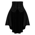 thumbnail image 3 of YiZYiF Womens Gothic Medieval Steampunk Satiny Pirate Skirt Lace-up Tiered Ruffled High Low Skirts Black 3XL, 3 of 7