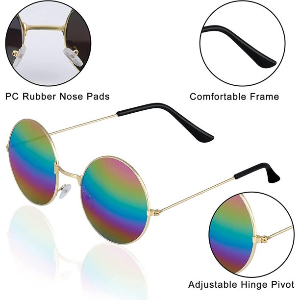 8 pares de gafas de sol redondas hippie gafas de sol circulares para mujer gafas multicolor hippie diadema