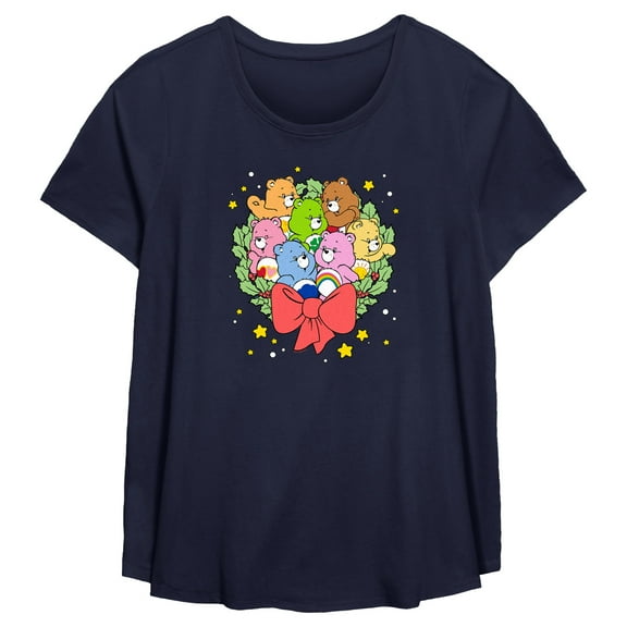 Women's Care Bears Christmas Wreath Bears Graphic T-Shirt