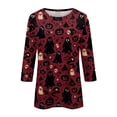 thumbnail image 4 of Bovemsi Tops for Women Trendy Soft Round‑Neck 3/4‑Sleeve Printed Blouse Fashion Outfits Clothes Breathable XXL, 4 of 4