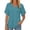 Blue, variant on Women T-Shirts Elegant Solid Color Summer T Shirt With Petal Short Sleeve And Stylish V-Neckline Stylish Tops