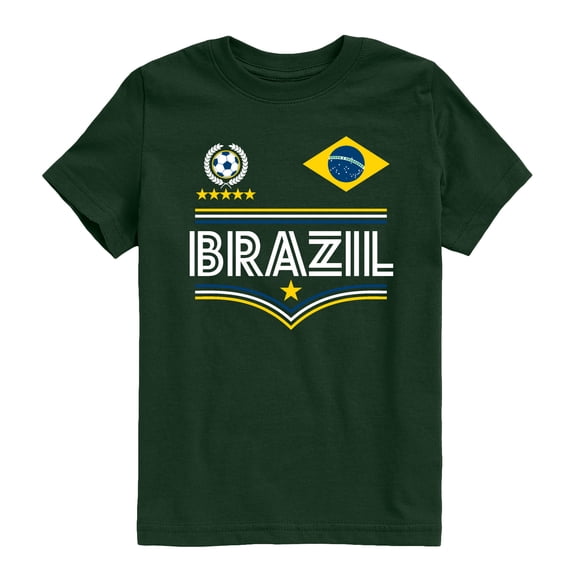 Instant Message - Brazil Soccer Jersey - Youth Boys Short Sleeve Graphic T-Shirt