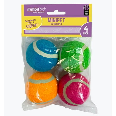 UPC: 0784369442076 | Multipet Squeaky Tennis Balls 4 Pack Dog Toy  Multi-color  Size: 2