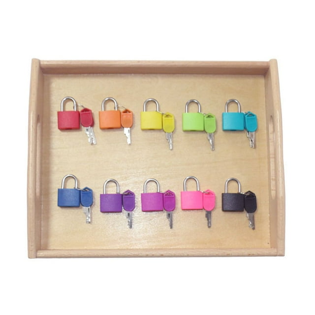 Key Lock Tray Kid Wooden Keys Locks Tray Montessori Preschool Learning Materials Education Toy