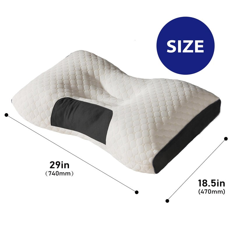 2-Pack Neck Pillow Soft Knitted Massage- Adjustable Ergonomic Orthopedic Contour Support, High Quality Pillow Core, Removable Cover for Sleeping Comfort