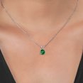 thumbnail image 3 of Gem Stone King 925 Sterling Silver Green Nano Emerald Pendant Necklace for Women (1.22 Cttw, Round 7MM, with 18 inch Silver Chain), 3 of 3