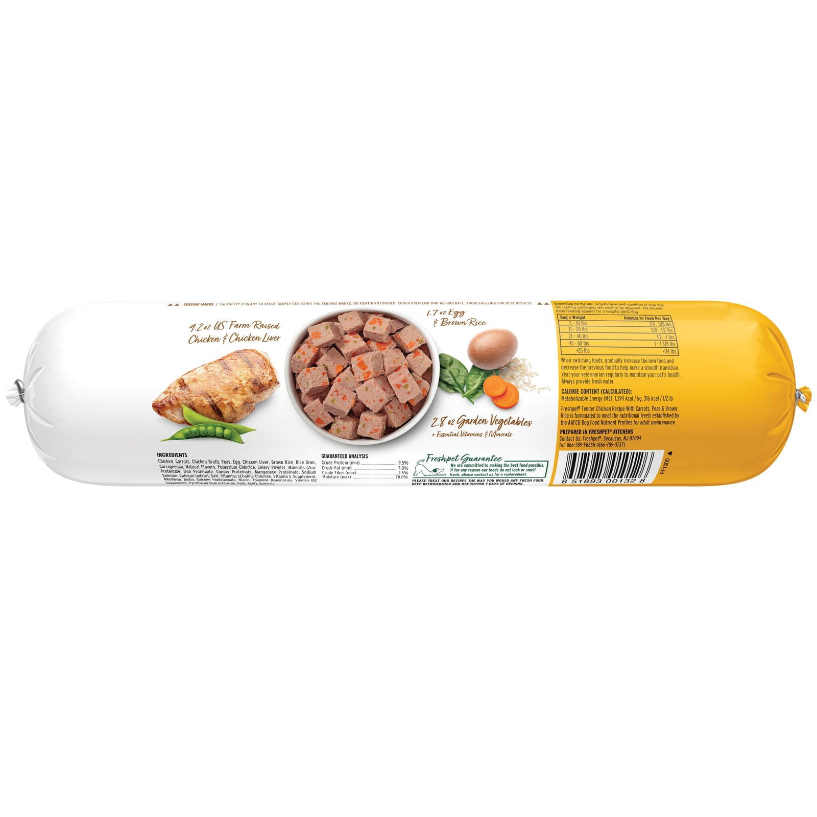 Freshpet Fresh Dog Food, Tender Chicken Recipe, Slice & Serve Roll, 1 lb.