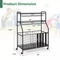 thumbnail image 2 of Laicejoy Sports Equipment Storage Rack, Garage Sports Equipment Storage w/ Elastic Straps, Universal Wheels, Side Hooks, 2 of 8